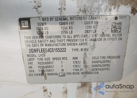 2012 Chevrolet Equinox 1Lt from USA, damaged, VIN 2GNFLEE54C6155222